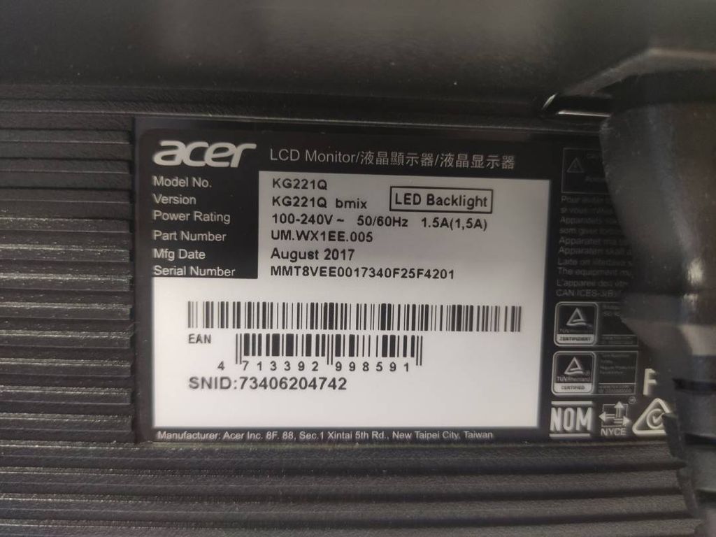 Acer kg221qbmix um.wx1ee.005